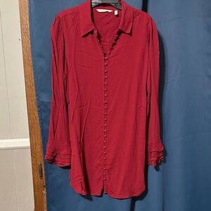 Soft Surroundings Rich Red Button-Down Shirt
